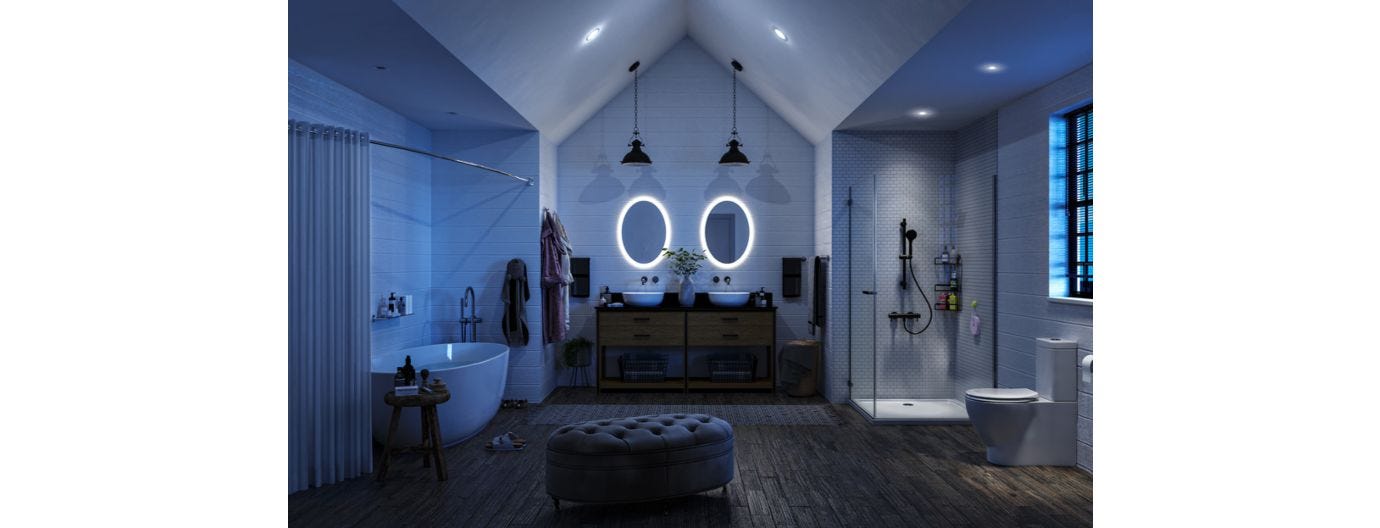 ILLUMINATED MIRRORS CREATE THE ILLUSION OF SPACE AND LUXURY